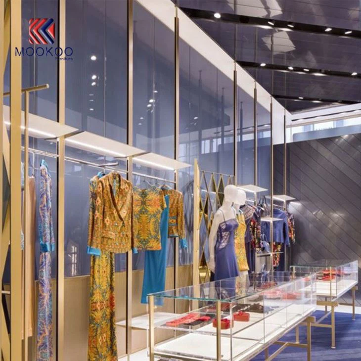 Custom High Level Decoration Ladies Clothes Display Shop Furniture With Lights From China