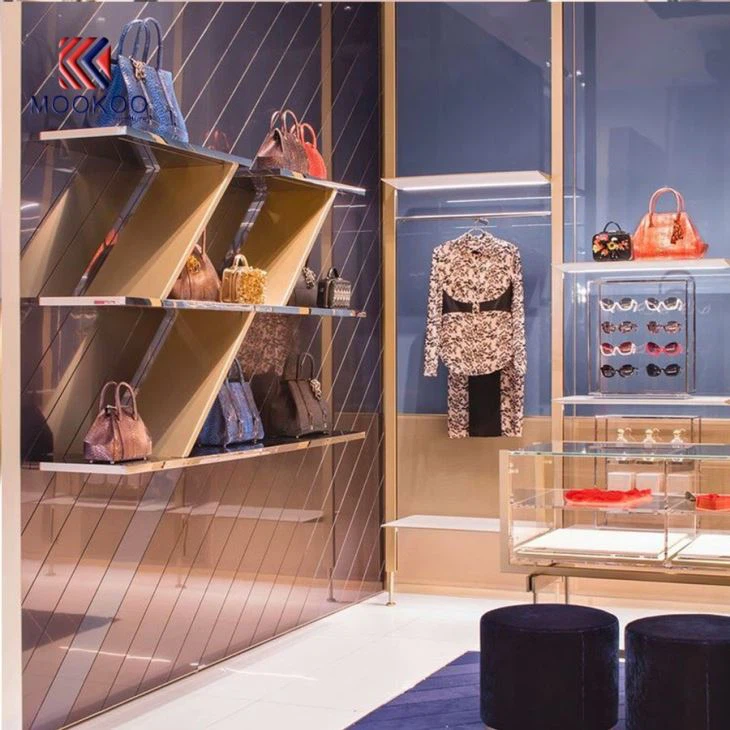 Custom High Level Decoration Ladies Clothes Display Shop Furniture With Lights From China