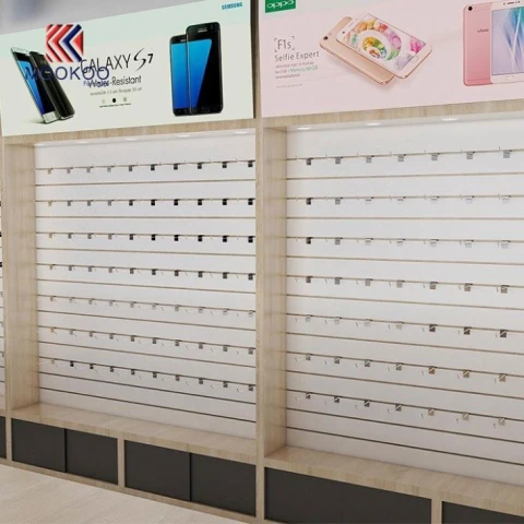 Zidna polica lesenega zaslona za mobilni telefon